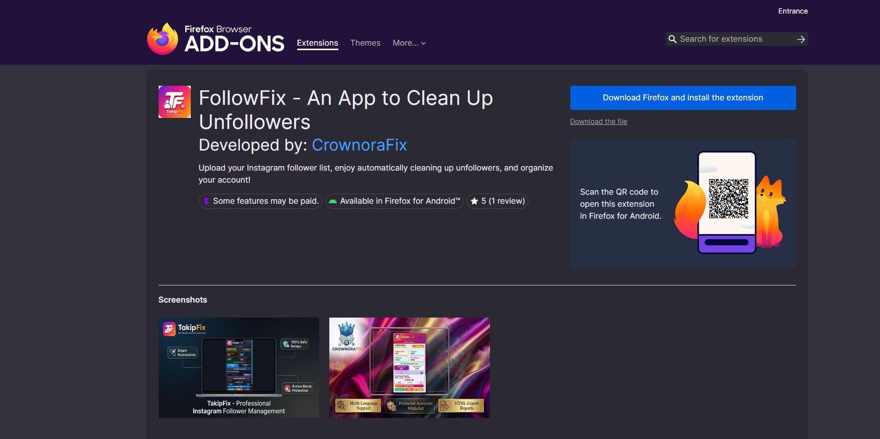 Mozilla Firefox Add-ons TakipFix Resmî Mağaza Görseli